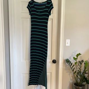 Green and black stripped maxi dress